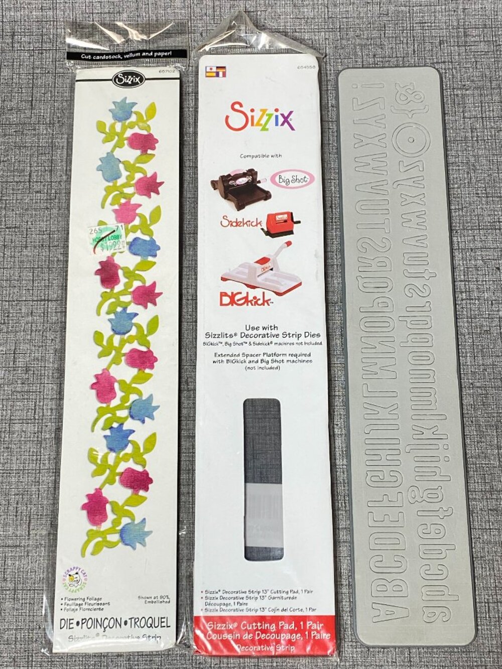 NEW Sizzix 13in Cutting Pad 1 654558 for Decorative Strip Dies 3pc Lot Bundle